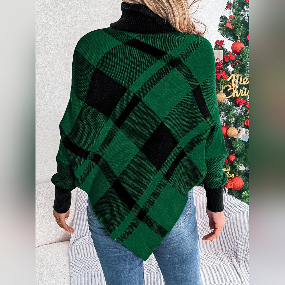 Isabelle Plaid Batwing Sweater - Green - Picture 7 of 7